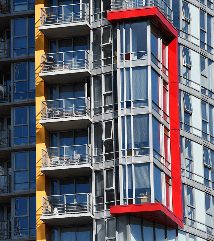 close up of Spectrum Towers building